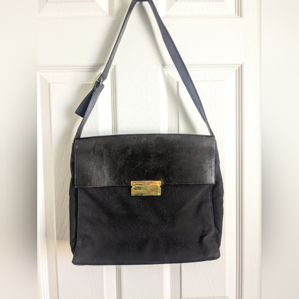 Chocolate Salvatore Ferragamo Handbag with gold Clasp